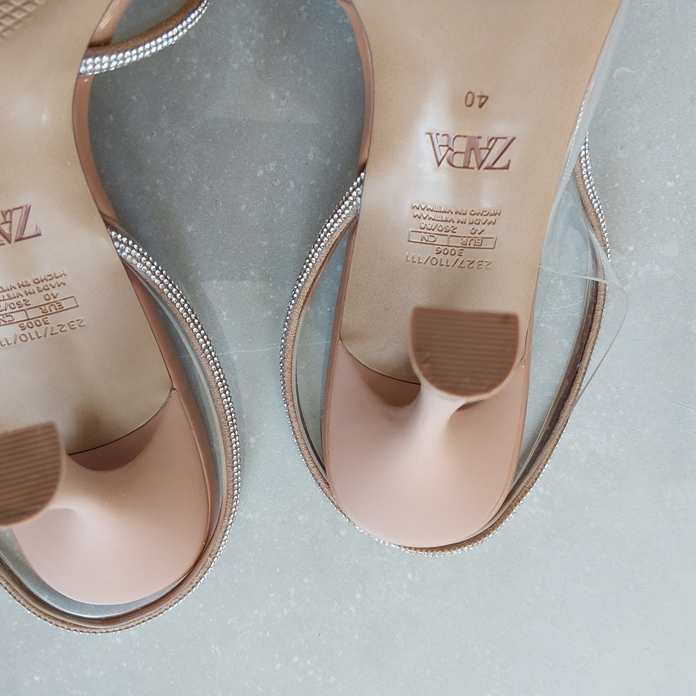Zara Brown Rhinestone Strap Heels - Picture 6 of 6